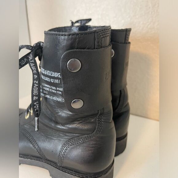 Zadig & Voltaire Joe Smooth Cowskin side print combat moto boot French 37/6-6.5 - Picture 11 of 16